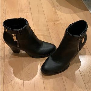 Black Leather Ankle Booties